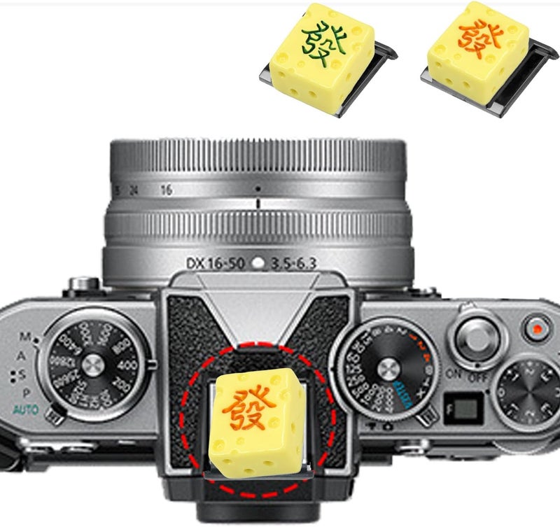 MENGSOOD Camera Hot Shoe Cover, Cute Hot Shoe Cap, Hot Shoe Protector Compatible with Sony Fujifilm Fuji Canon Nikon Pentax Leical Panasonic (2pcs Mahjong) - Image 1